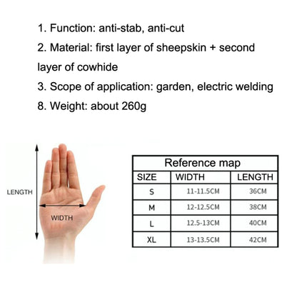 ถุงมือหนังกันบาดสวนดอกไม้ 1 คู่ ขนาด:, S, M, L, XL
