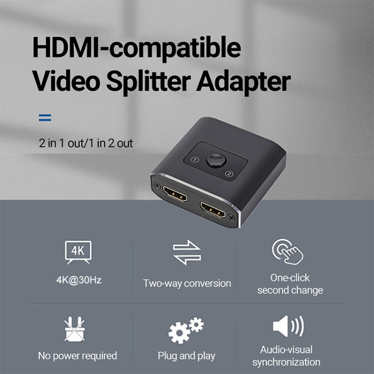 สวิตช์ HD HDMI ออก 2 ต่อ 1, 4K 30Hz Black