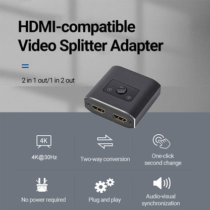 สวิตช์ HD HDMI ออก 2 ต่อ 1, 4K 30Hz Black