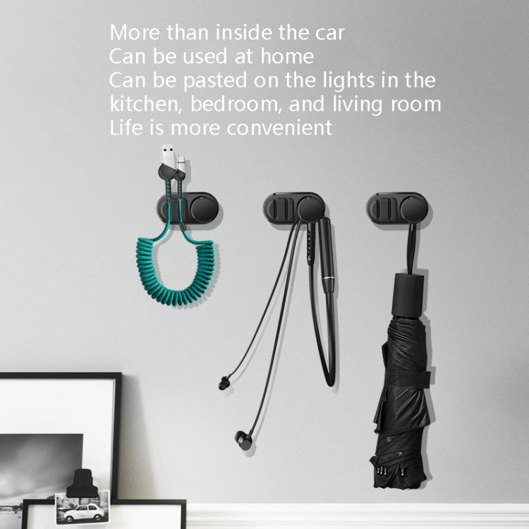 3 PCS Car Sticky Storage Data Cable Hook, สีเขียวเข้ม, Space Silver, สีดำ