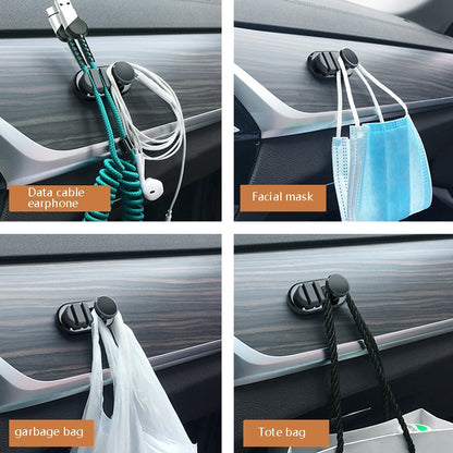 3 PCS Car Sticky Storage Data Cable Hook, สีเขียวเข้ม, Space Silver, สีดำ
