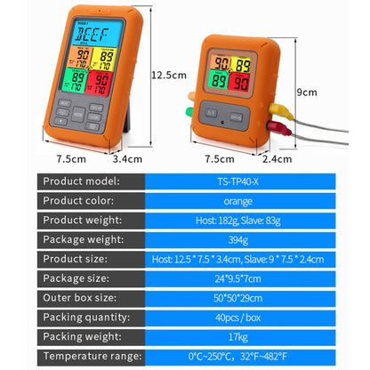 TS-TP40-X เครื่องวัดอุณหภูมิอาหารอิเล็กทรอนิกส์หน้าจอสีไร้สาย, TS-TP40-X