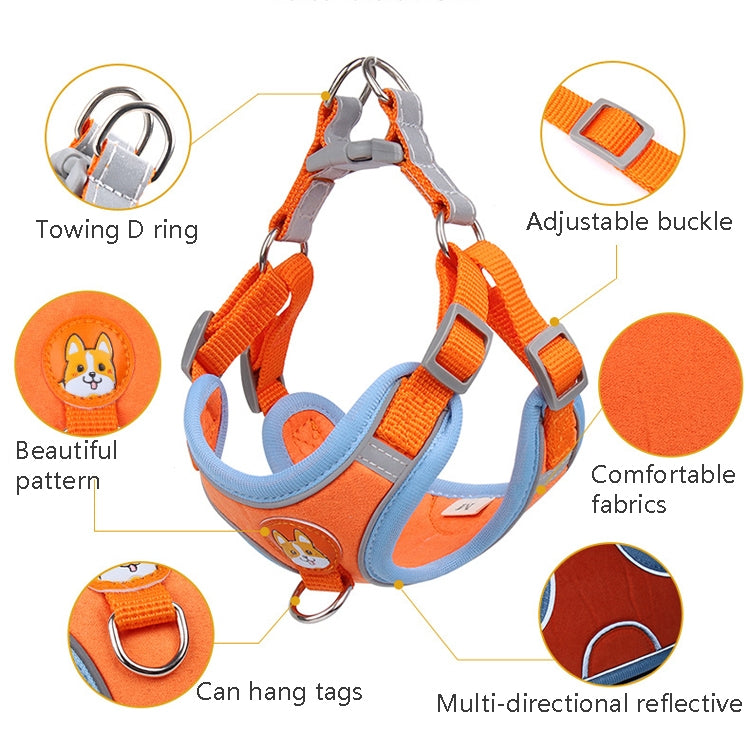 BL-867 Pet Chest Straps เชือกลากสุนัขแบบสะท้อนแสง, ขนาด:, S, M, L, XL
