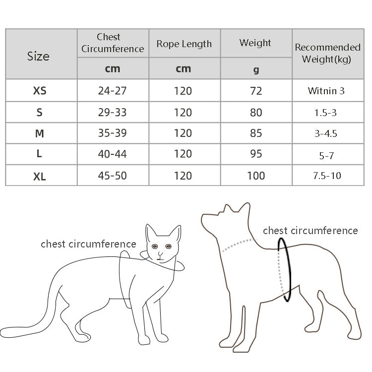 BL-844 Pet Chest Straps เชือกสุนัขระบายอากาศสะท้อนแสง, ขนาด:, XS, S, M, L, XL