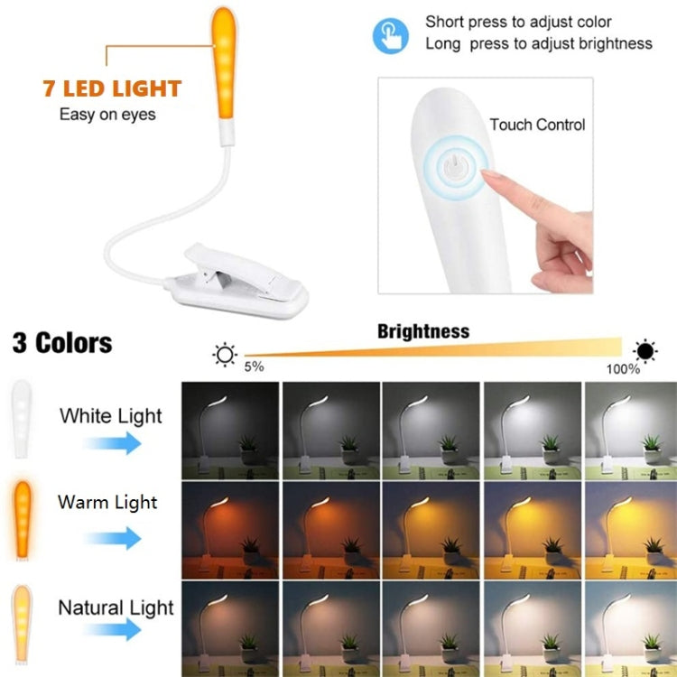 8027D-2 7 ลูกปัดป้องกันดวงตา LED อ่านหนังสือพับคลิปแสง, สีขาว, สีดำ