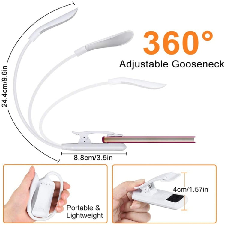 8027D-2 7 ลูกปัดป้องกันดวงตา LED อ่านหนังสือพับคลิปแสง, สีขาว, สีดำ