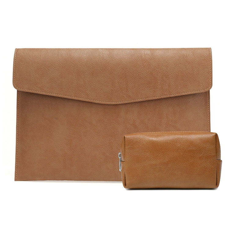 ปลอกแขนลายลิ้นจี่หนัง PU สำหรับแล็ปท็อปขนาด 13.3 นิ้วสไตล์:, Single Bag (Light Brown), Single Bag  (Dark Brown), Single Bag ( Black ), Liner Bag + Power Bag  (Light Brown), Liner Bag + Power Bag  (Dark Brown), Liner Bag + Power Bag  (Black)