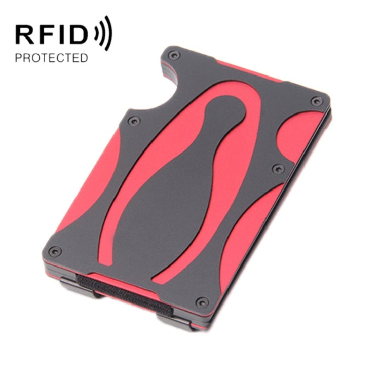 RFID Anti-Degaussing กระเป๋าสตางค์โลหะป้องกันการโจรกรรม, สีแดง, สีทอง