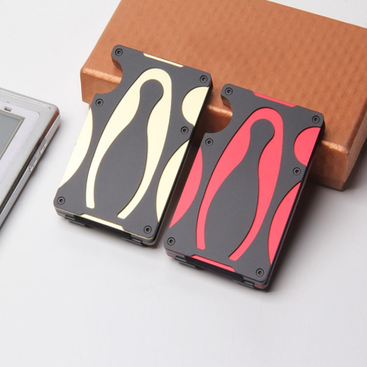 RFID Anti-Degaussing กระเป๋าสตางค์โลหะป้องกันการโจรกรรม, สีแดง, สีทอง