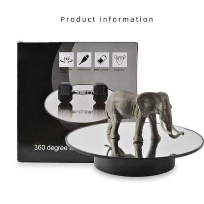 แท่นหมุนจอแสดงผลพลังงาน USB 25 ซม. อุปกรณ์ประกอบฉากสำหรับถ่ายภาพวิดีโอ, Black Mirror, White Mirror, Golden Mirror, Silver Mirror, White+White Velvet, White+Black Velvet, White Bottom Frosted, Black Bottom Frosted, Black+Black Velvet
