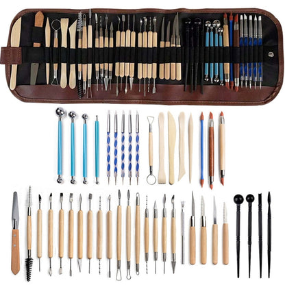 ชุดรวมเครื่องมือดินเผา 43 In 1 พร้อมถุงเก็บ, 43 In 1 Clay Tool