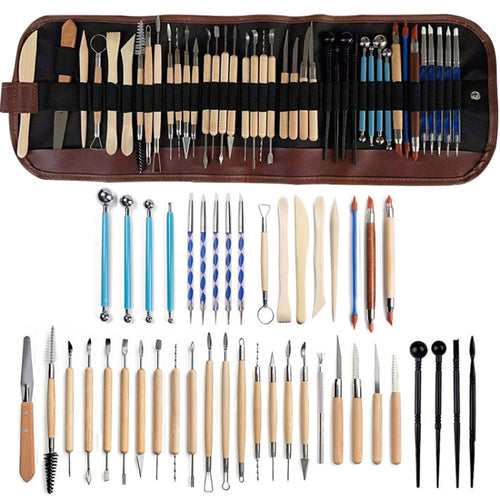 ชุดรวมเครื่องมือดินเผา 43 In 1 พร้อมถุงเก็บ, 43 In 1 Clay Tool