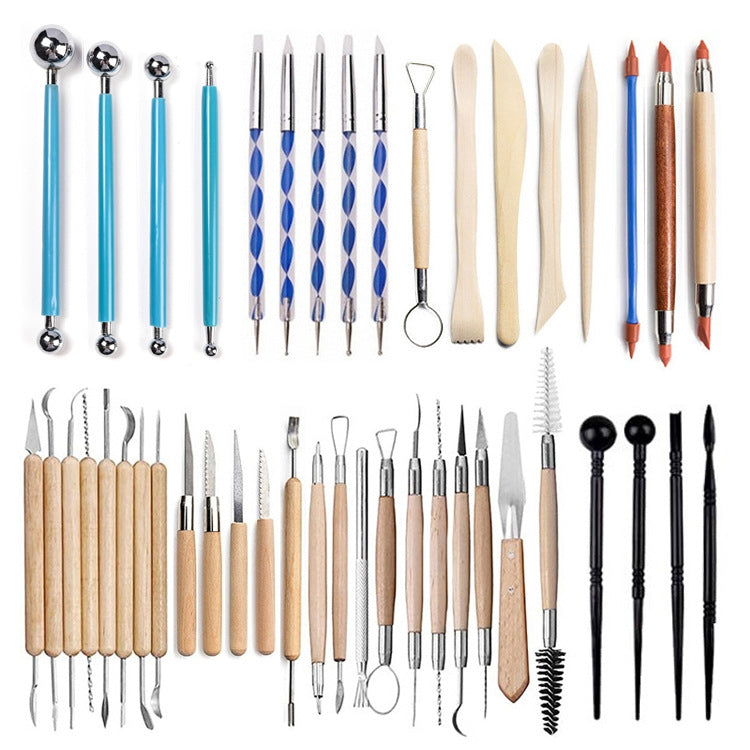 ชุดรวมเครื่องมือดินเผา 43 In 1 พร้อมถุงเก็บ, 43 In 1 Clay Tool