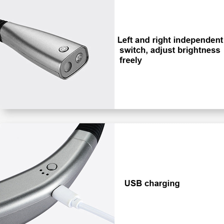 ไฟ LED ห้อยคอ Universal Hose Eye Protection ไฟอ่านหนังสือ, Space Silver, Elegant Black