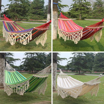 200x150cm Double Outdoor Camping พู่ผ้าใบเปลญวนพร้อมไม้, Colorful Stripes, Pink Stripes, White
