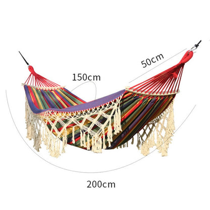 200x150cm Double Outdoor Camping พู่ผ้าใบเปลญวนพร้อมไม้, Colorful Stripes, Pink Stripes, White