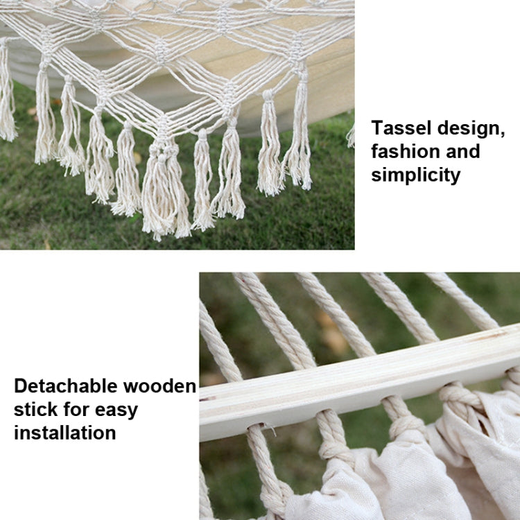 200x150cm Double Outdoor Camping พู่ผ้าใบเปลญวนพร้อมไม้, Colorful Stripes, Pink Stripes, White
