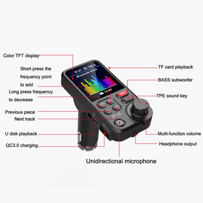 BT93 เครื่องเล่นบลูทูธ MP3 ในรถยนต์ หน้าจอสี, BT93