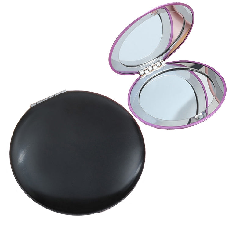 3 PCS กระจกแต่งหน้าขนาดเล็กพับแบบพกพา Clamshell Circular Mirror, สีดำ, สีม่วง, สีฟ้า, สีแดง