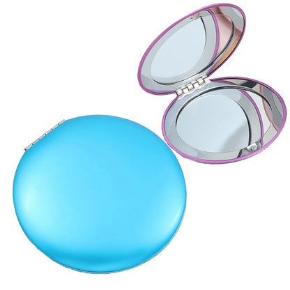 3 PCS กระจกแต่งหน้าขนาดเล็กพับแบบพกพา Clamshell Circular Mirror, สีดำ, สีม่วง, สีฟ้า, สีแดง