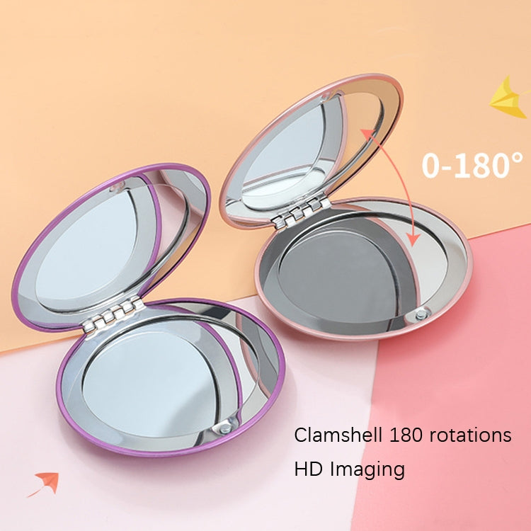 3 PCS กระจกแต่งหน้าขนาดเล็กพับแบบพกพา Clamshell Circular Mirror, สีดำ, สีม่วง, สีฟ้า, สีแดง