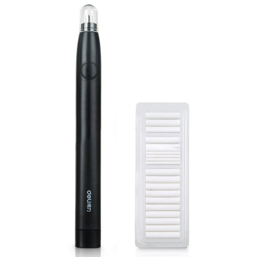 Deli 71107 Electric Eraser Art สามารถแทนที่แกนยางแกนได้, Black Shell, White Shell