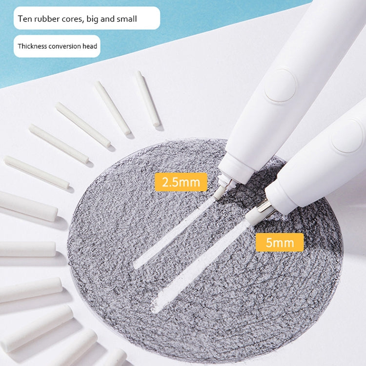 Deli 71107 Electric Eraser Art สามารถแทนที่แกนยางแกนได้, Black Shell, White Shell