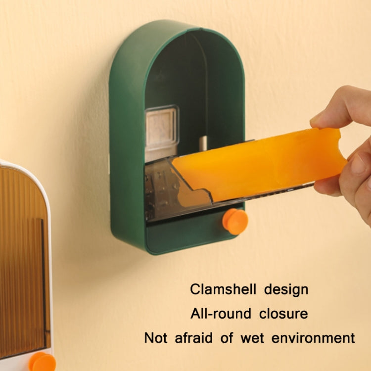 2 PCS Home Bathroom Wall Mounted Drain Soap Dish with Lid, White Gray, White Orange, Pink White, Green Gray