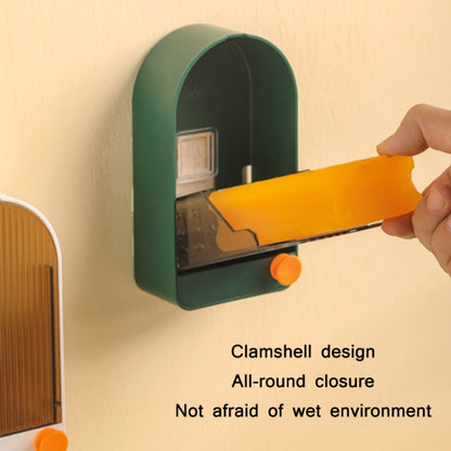 2 PCS Home Bathroom Wall Mounted Drain Soap Dish with Lid, White Gray, White Orange, Pink White, Green Gray
