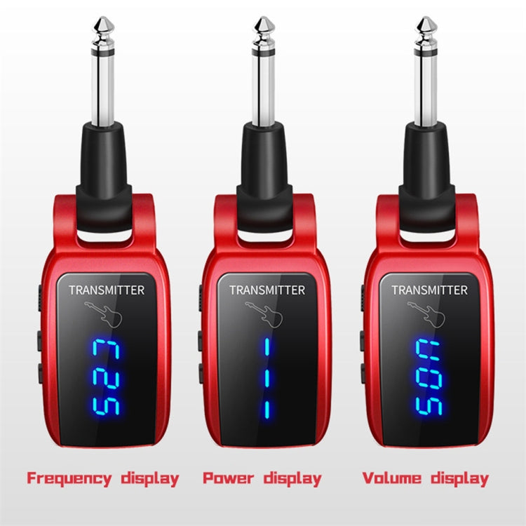 U12DX 6.35 มม. แจ็คเครื่องส่งสัญญาณกีตาร์ไร้สาย ตัวรับ อะแดปเตอร์แบบชาร์จไฟได้, U12DX Red, U12DX Black