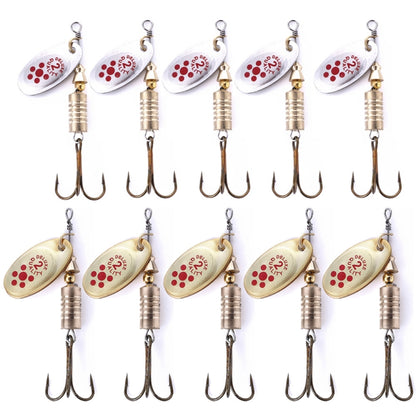 10 PCS HENGJIA SP054 เหยื่อถนนเลื่อมน้ำจืด 6.7 ซม. / 7 กรัม, Silver, สีทอง, Gold+Silver, Green Stripes, Black Gold Point, Copper, Gold