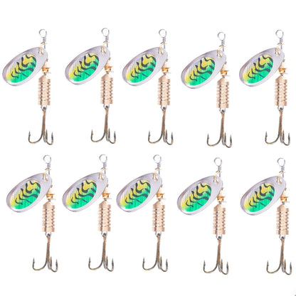 10 PCS HENGJIA SP054 เหยื่อถนนเลื่อมน้ำจืด 6.7 ซม. / 7 กรัม, Silver, สีทอง, Gold+Silver, Green Stripes, Black Gold Point, Copper, Gold