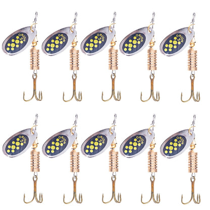 10 PCS HENGJIA SP054 เหยื่อถนนเลื่อมน้ำจืด 6.7 ซม. / 7 กรัม, Silver, สีทอง, Gold+Silver, Green Stripes, Black Gold Point, Copper, Gold