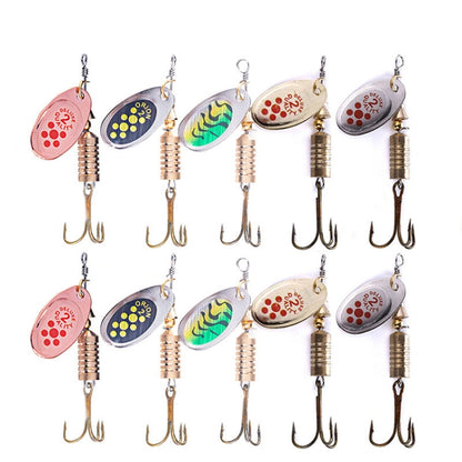 10 PCS HENGJIA SP054 เหยื่อถนนเลื่อมน้ำจืด 6.7 ซม. / 7 กรัม, Silver, สีทอง, Gold+Silver, Green Stripes, Black Gold Point, Copper, Gold