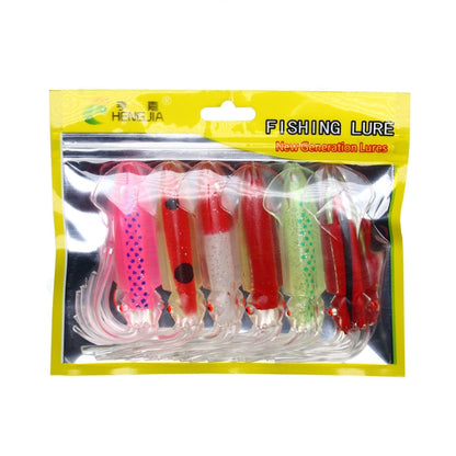 6 ชิ้น / ถุง HENGJIA SO1516 12 ซม. / 15 ซม. เหยื่อปลอมปลาหมึกยักษ์สีสันสดใส, SO1516