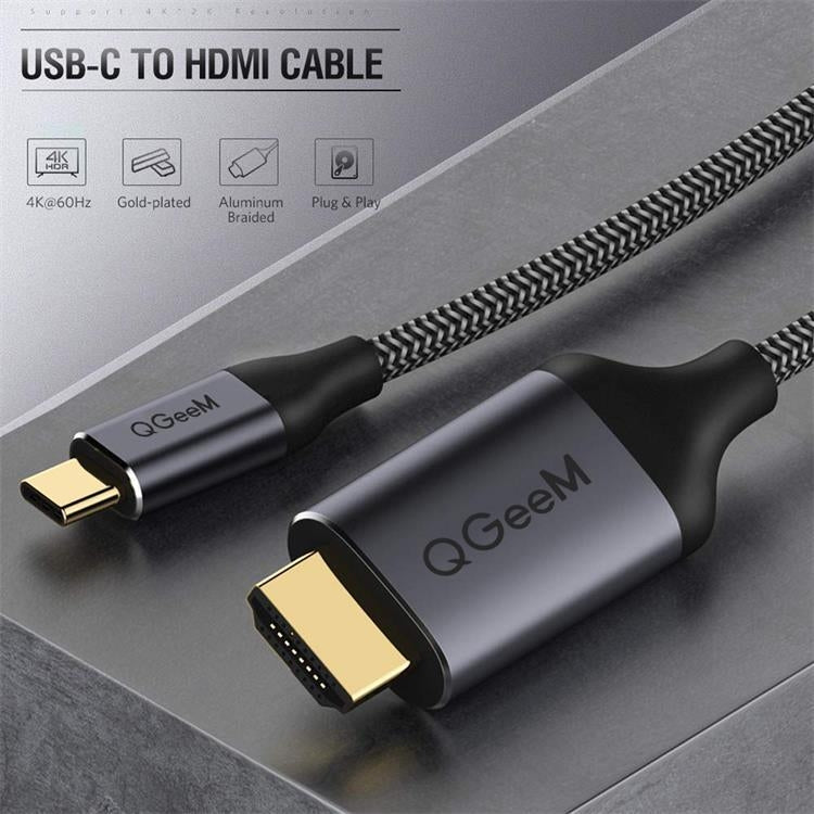 QGeeM QG-UA09 สาย Type-C เป็น HDMI, 1.8m, 3m