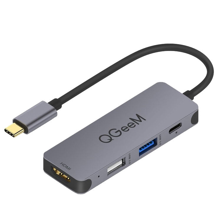 QGeeM UH04-1 4 In 1 USB 3.0 มัลติฟังก์ชั่น Type-C Extension HUB Adapter, 4 In 1