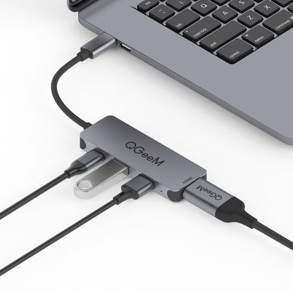 QGeeM UH04-1 4 In 1 USB 3.0 มัลติฟังก์ชั่น Type-C Extension HUB Adapter, 4 In 1