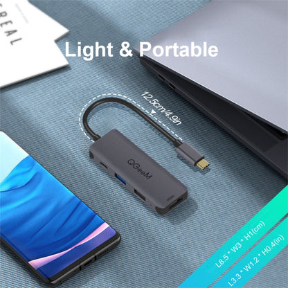 QGeeM UH04-1 4 In 1 USB 3.0 มัลติฟังก์ชั่น Type-C Extension HUB Adapter, 4 In 1
