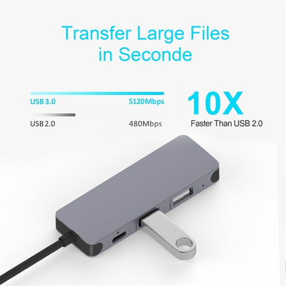 QGeeM UH04-1 4 In 1 USB 3.0 มัลติฟังก์ชั่น Type-C Extension HUB Adapter, 4 In 1