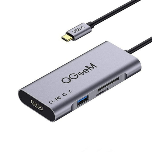 QGeeM 7 In 1 มัลติฟังก์ชั่น USB3.0 TYPE-C Extension HUB Adapter, QG-UH07-3(7 In 1)