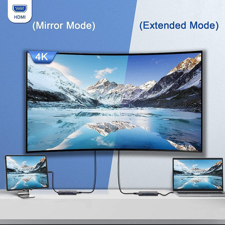QGeeM 7 In 1 มัลติฟังก์ชั่น USB3.0 TYPE-C Extension HUB Adapter, QG-UH07-3(7 In 1)