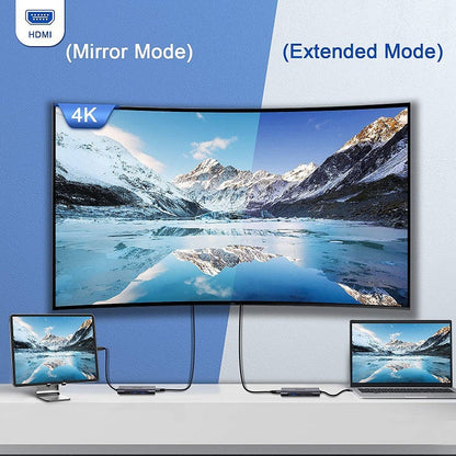 QGeeM 7 In 1 มัลติฟังก์ชั่น USB3.0 TYPE-C Extension HUB Adapter, QG-UH07-3(7 In 1)