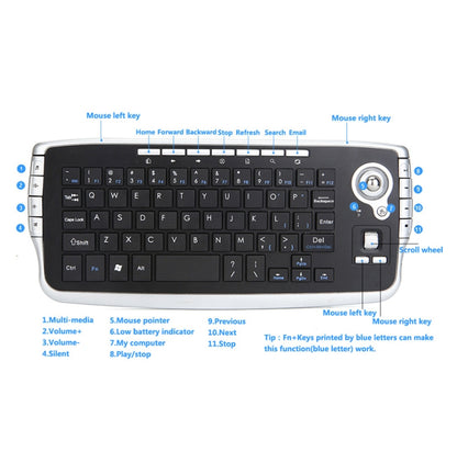 MY-10 2.4G 78 Keys 1200 DPI Mini Wireless Trackball Keyboard ชุดคีย์บอร์ดและเมาส์ไร้สาย