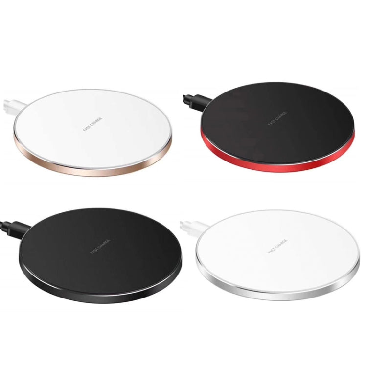เครื่องชาร์จไร้สายโลหะกลม 15W ชาร์จเร็วอัจฉริยะ, Black + Black Surface, Silver + White Surface, Red + Black Surface, Gold + White Surface, Mirror Black, Mirror White