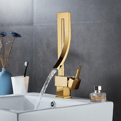 ก๊อกน้ำร้อน-เย็นแบบหมุนได้บนเคาน์เตอร์ทองแดงล้วน, Hot And Cold Water Faucet