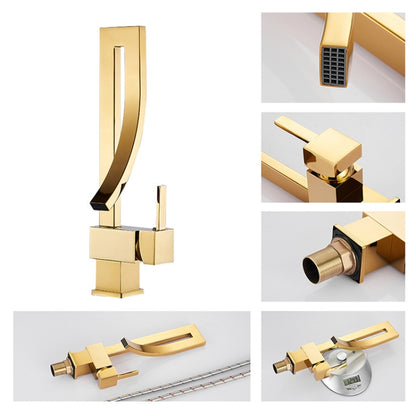 ก๊อกน้ำร้อน-เย็นแบบหมุนได้บนเคาน์เตอร์ทองแดงล้วน, Hot And Cold Water Faucet