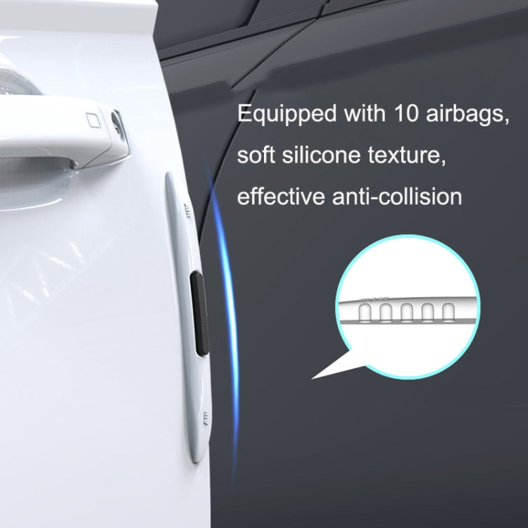 4 PCS Car Door Anti-Static ถุงลมนิรภัยซิลิโคนป้องกันการชนกัน, Black, White, Transparent