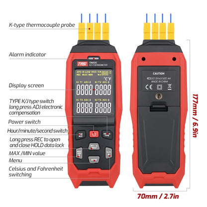 TASI เทอร์โมมิเตอร์แบบสัมผัส K-Type Thermocouple Probe Thermometer, สไตล์:, TA612A Single Channel, TA612B Dual Channels, TA612C 4 Channels