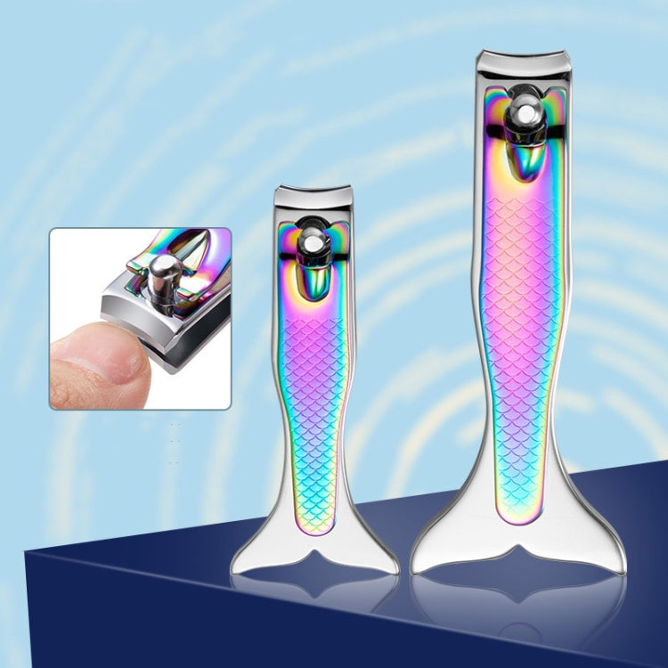 กรรไกรตัดเล็บสีไทเทเนี่ยม Gradient Mermaid Handle Nail Clipper Nail Art Tool, 3 PCS Small, 3 PCS Large